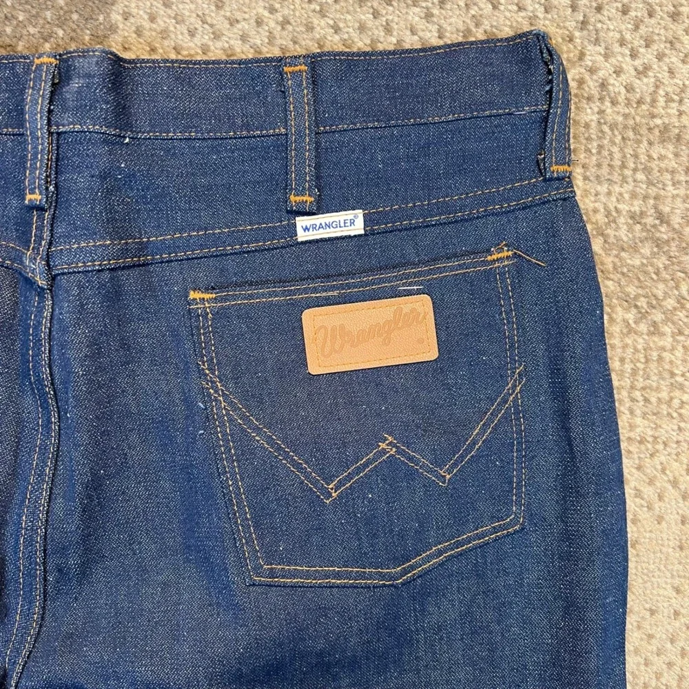 Vintage Wrangler No Fault Jeans Mens 38x32 70s USA Made Dark Wash Indigo Denim